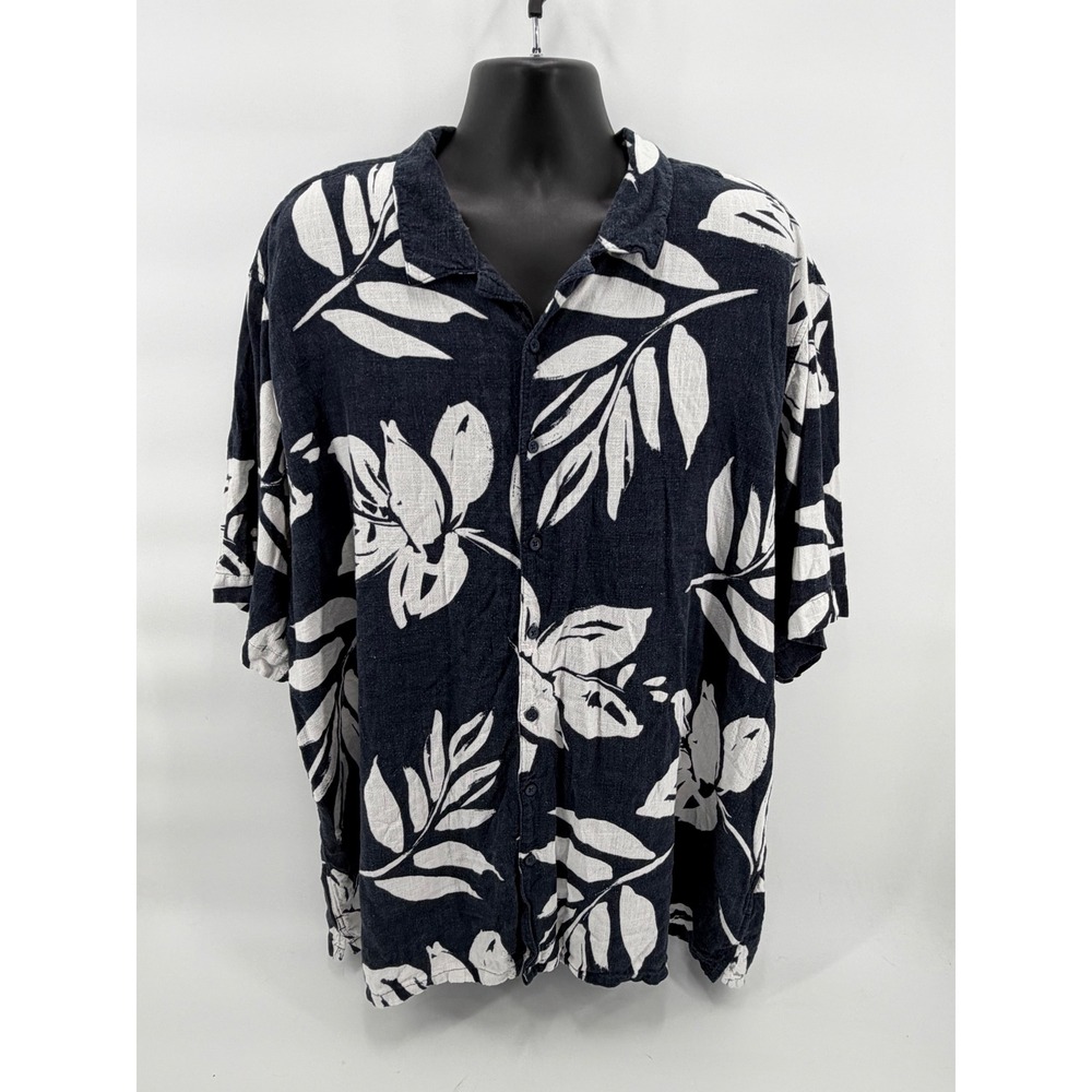 Johnny Bigg Men's 5XL Tropical Floral Short Sleeve Shirt Relaxed Fit Linen Blend